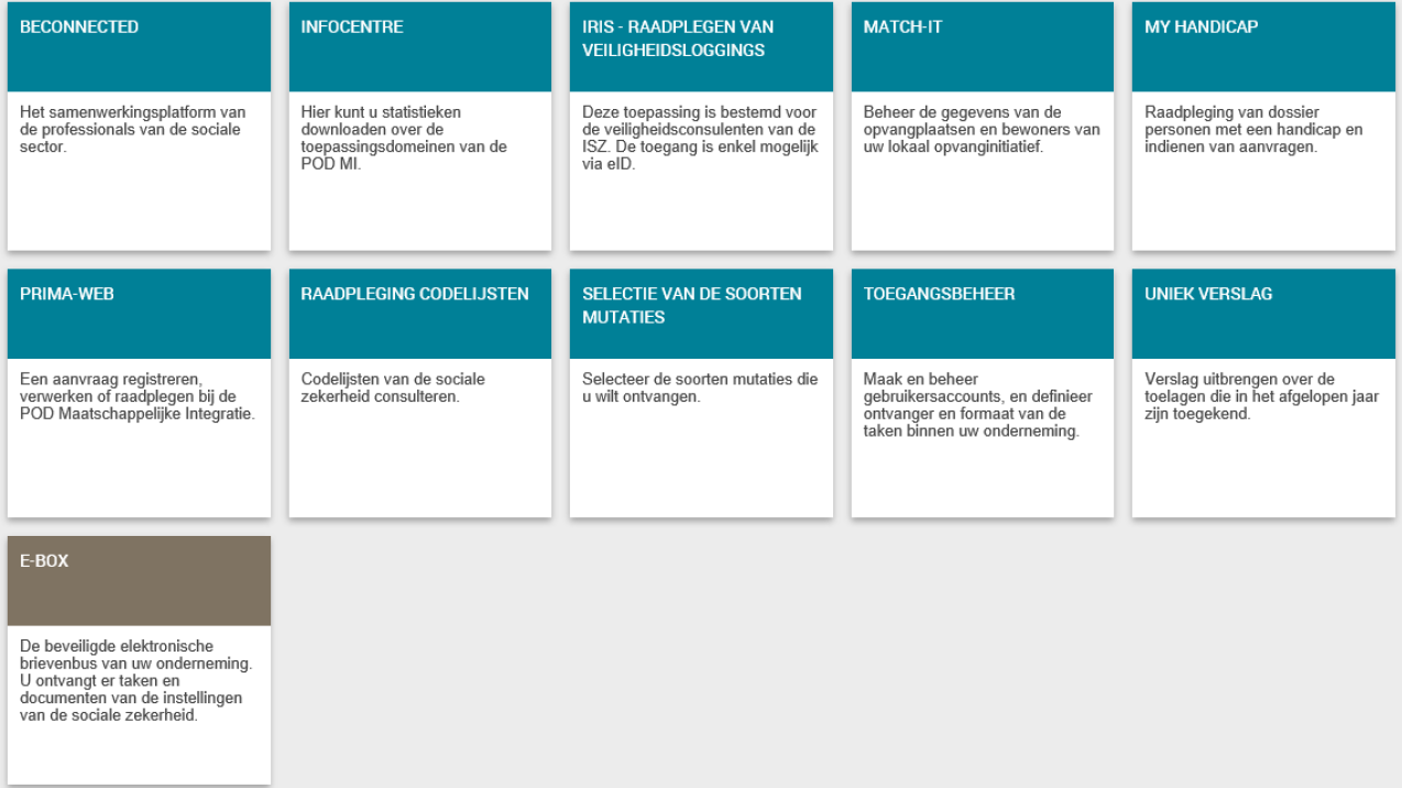 Samenvatting van de beschikbare toepassingen