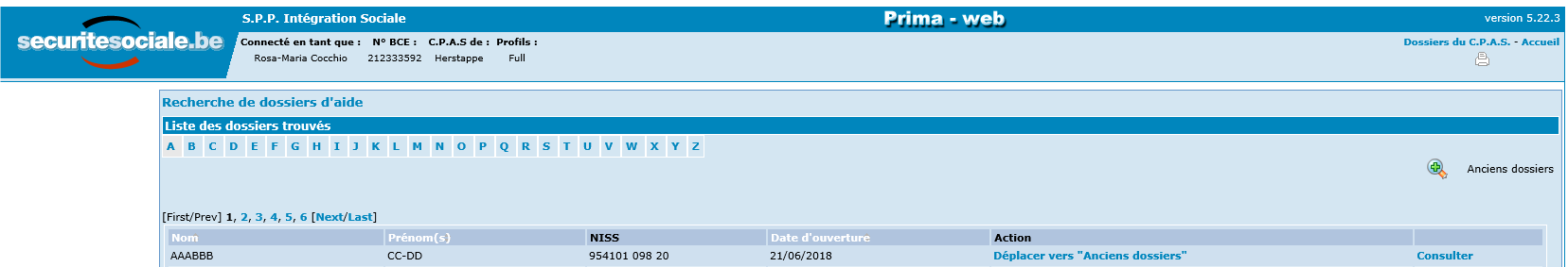 Liste des dossiers trouvés